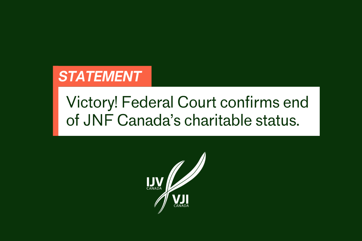 Victory! Federal Court confirms end of JNF Canada’s charitable status
